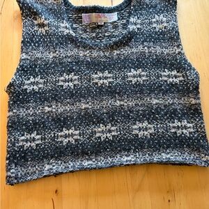 Chunky Knit Wool Vest - Blue & White